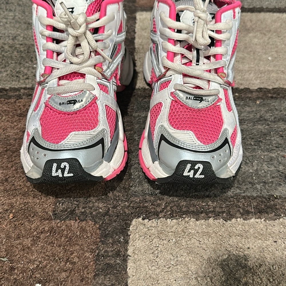 Balenciaga Vibrant Pink and Metallic Silver Sneakers